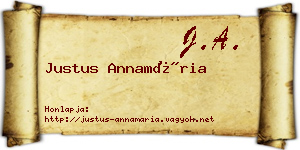 Justus Annamária névjegykártya