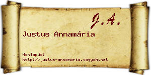 Justus Annamária névjegykártya